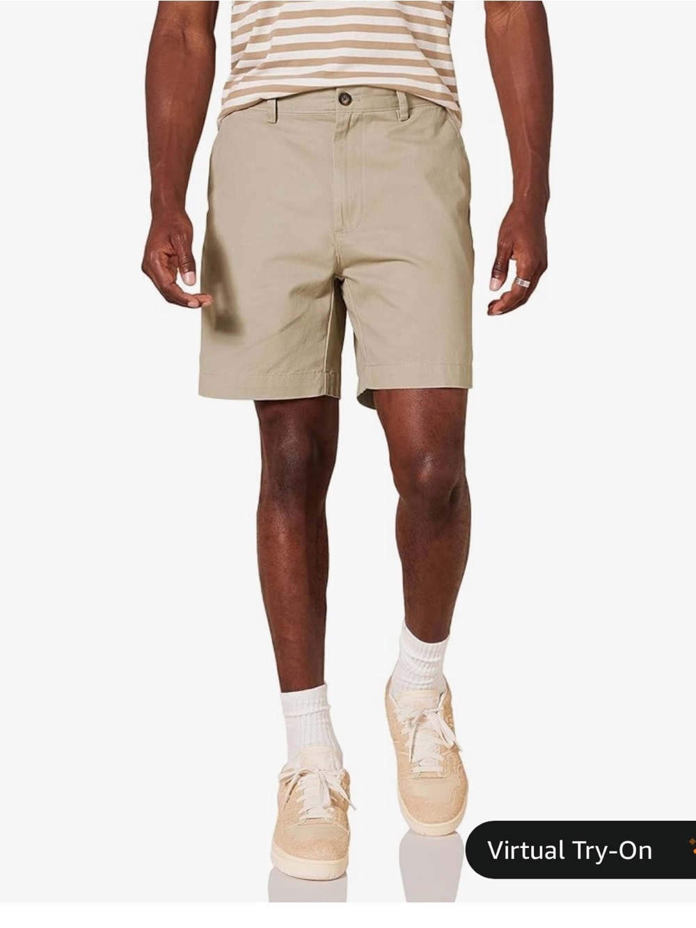 Amazon Essentials Men's Khaki Flat-Front Chino Shorts Size 32 waist
